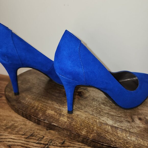 NWOB Blue Faux Suede Stiletto Heels Size 8/8.5 - Picture 7 of 10